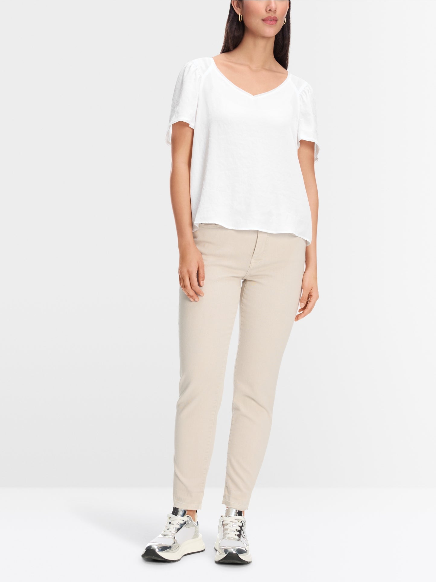 Slip-on blouse with ruffle details