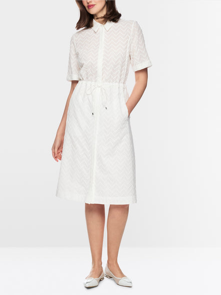 Calf-length dress with drawstring
