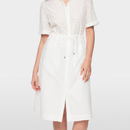 Calf-length dress with drawstring