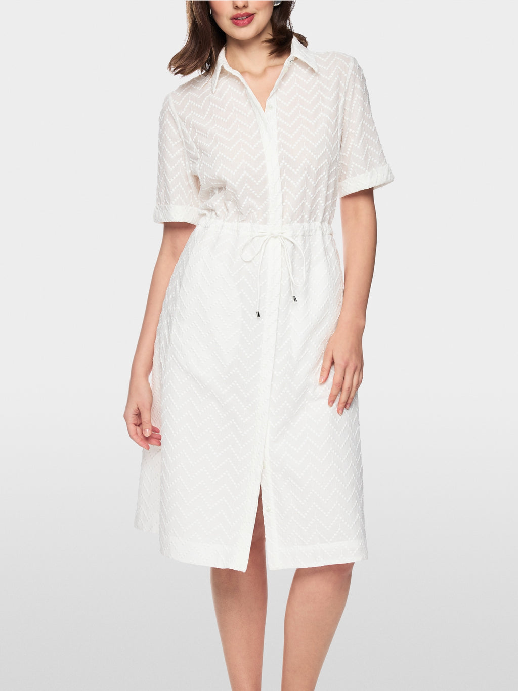Calf-length dress with drawstring