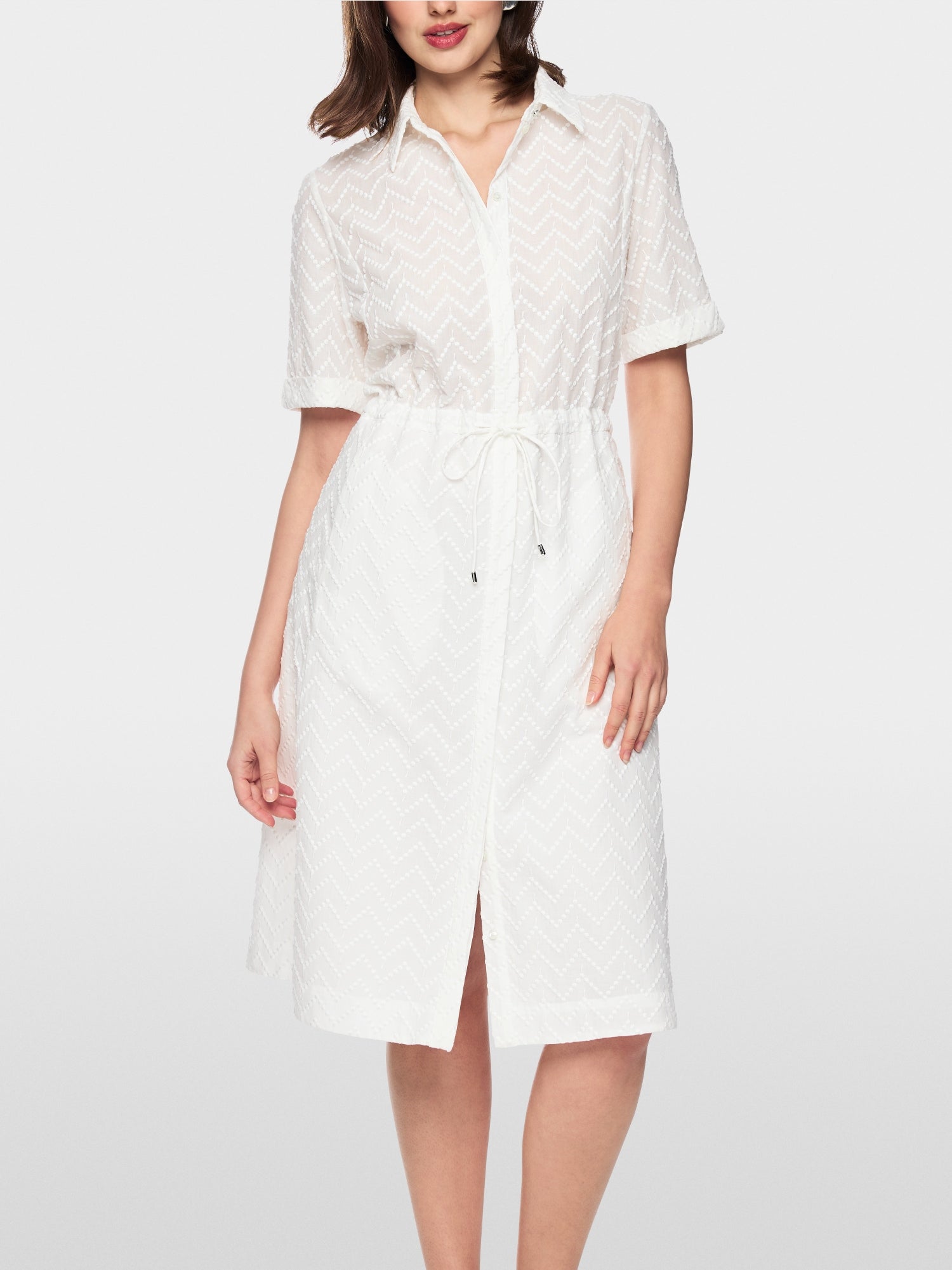 Calf-length dress with drawstring