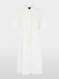 Calf-length dress with drawstring