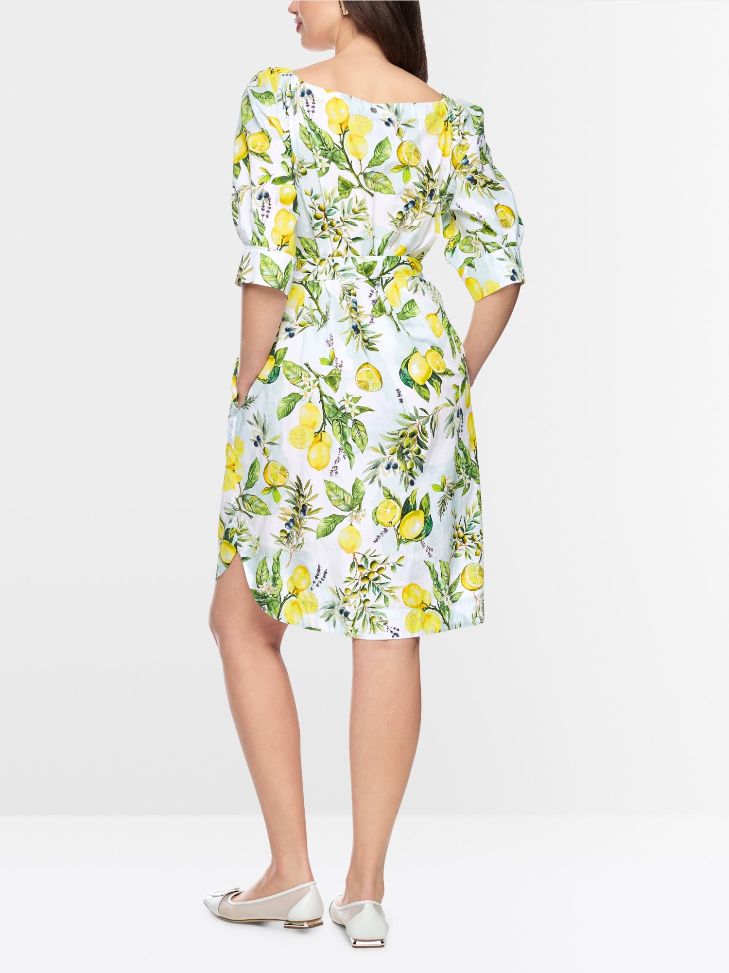 Print dress with Carmen neckline