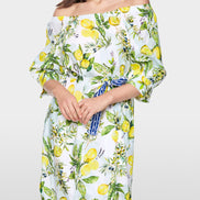 Print dress with Carmen neckline