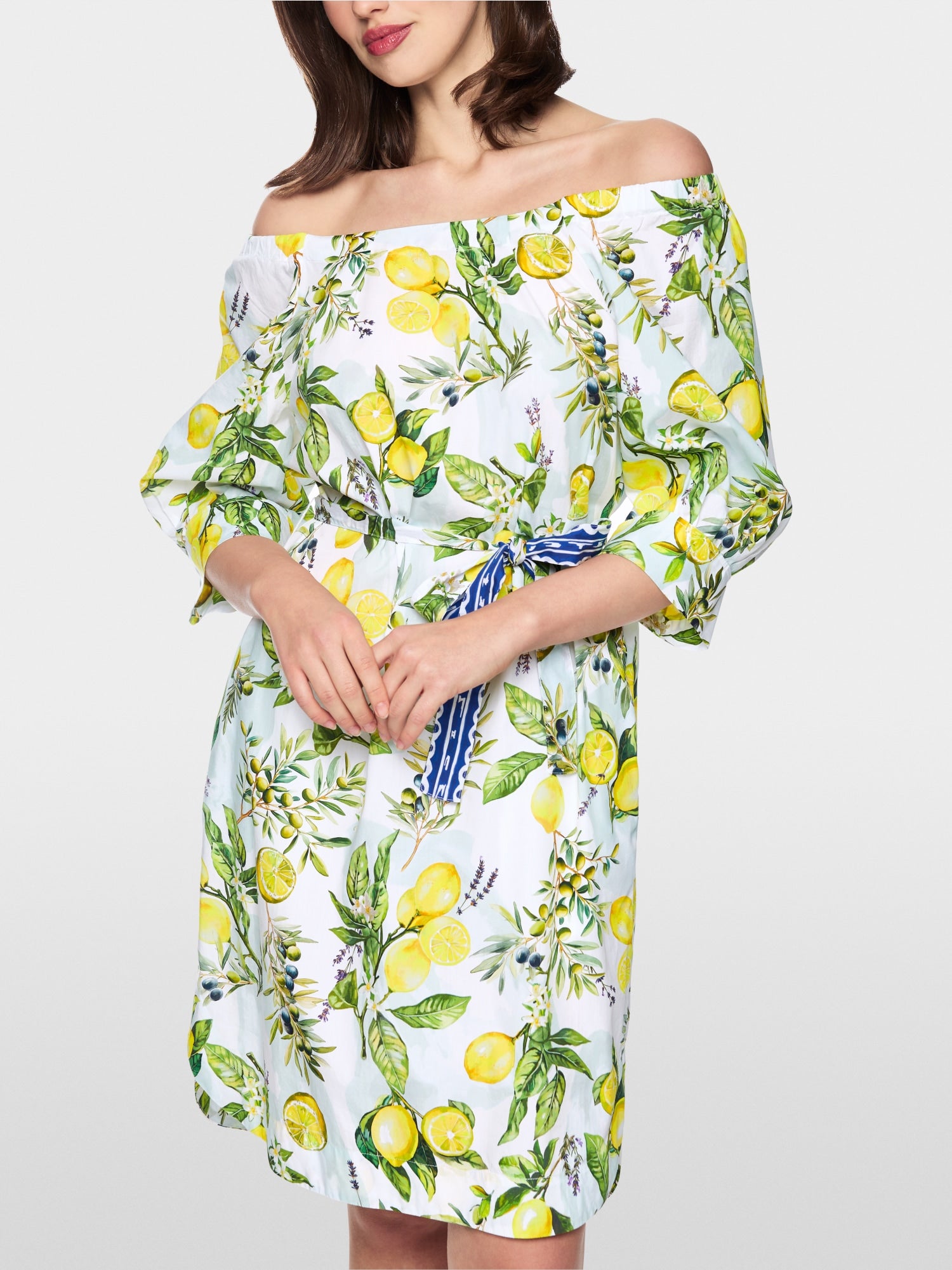 Print dress with Carmen neckline