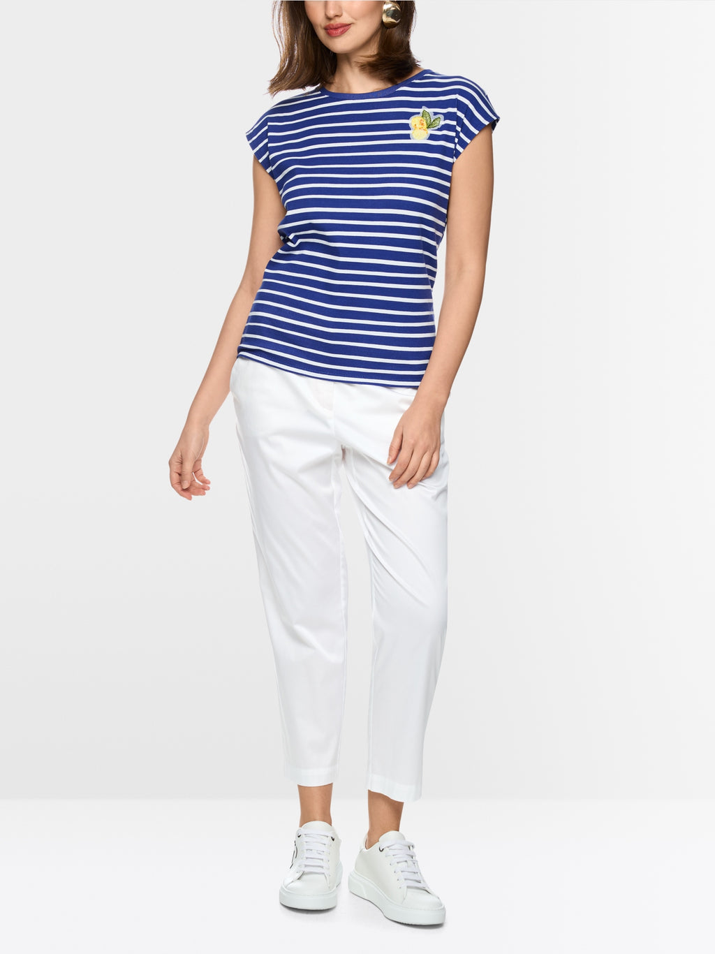 Striped shirt with lemon appliqué