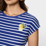 Striped shirt with lemon appliqué