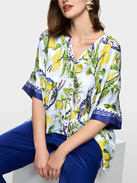 Viscose blouse with Mediterranean print