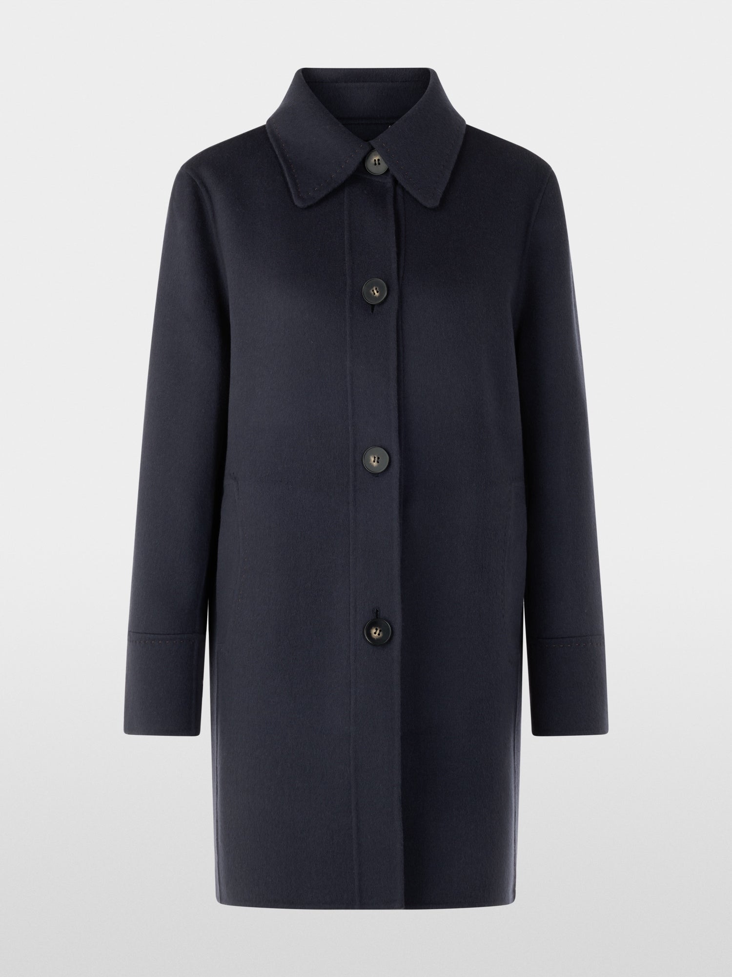 Wool coat with decorative stitching