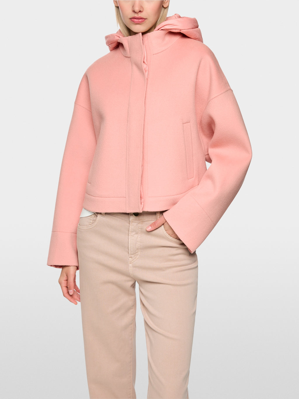 Wool jacket with hood