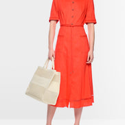 Linen blend mini dress