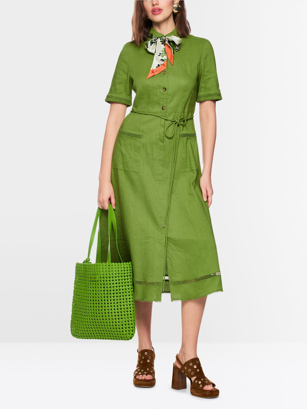 Linen blend mini dress