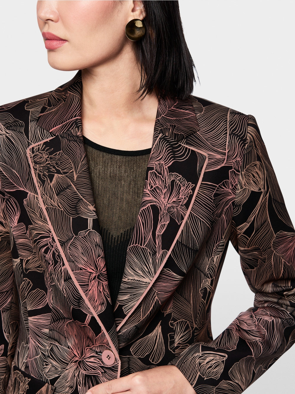 Blazer with floral print in scuba jersey