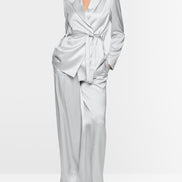 Elegant wrap blazer with waist belt