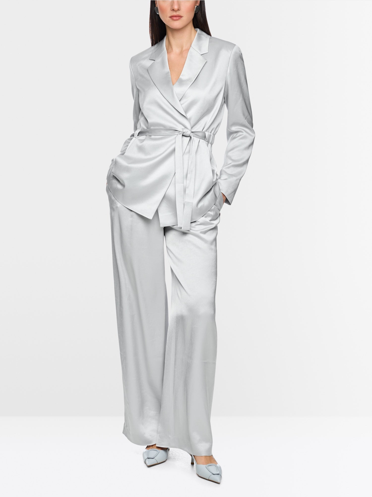 Elegant wrap blazer with waist belt