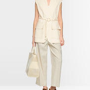 Long linen blend safari vest