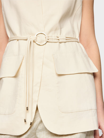 Long linen blend safari vest
