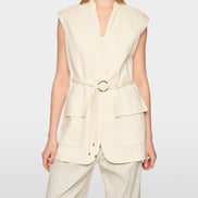 Long linen blend safari vest