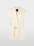 Long linen blend safari vest
