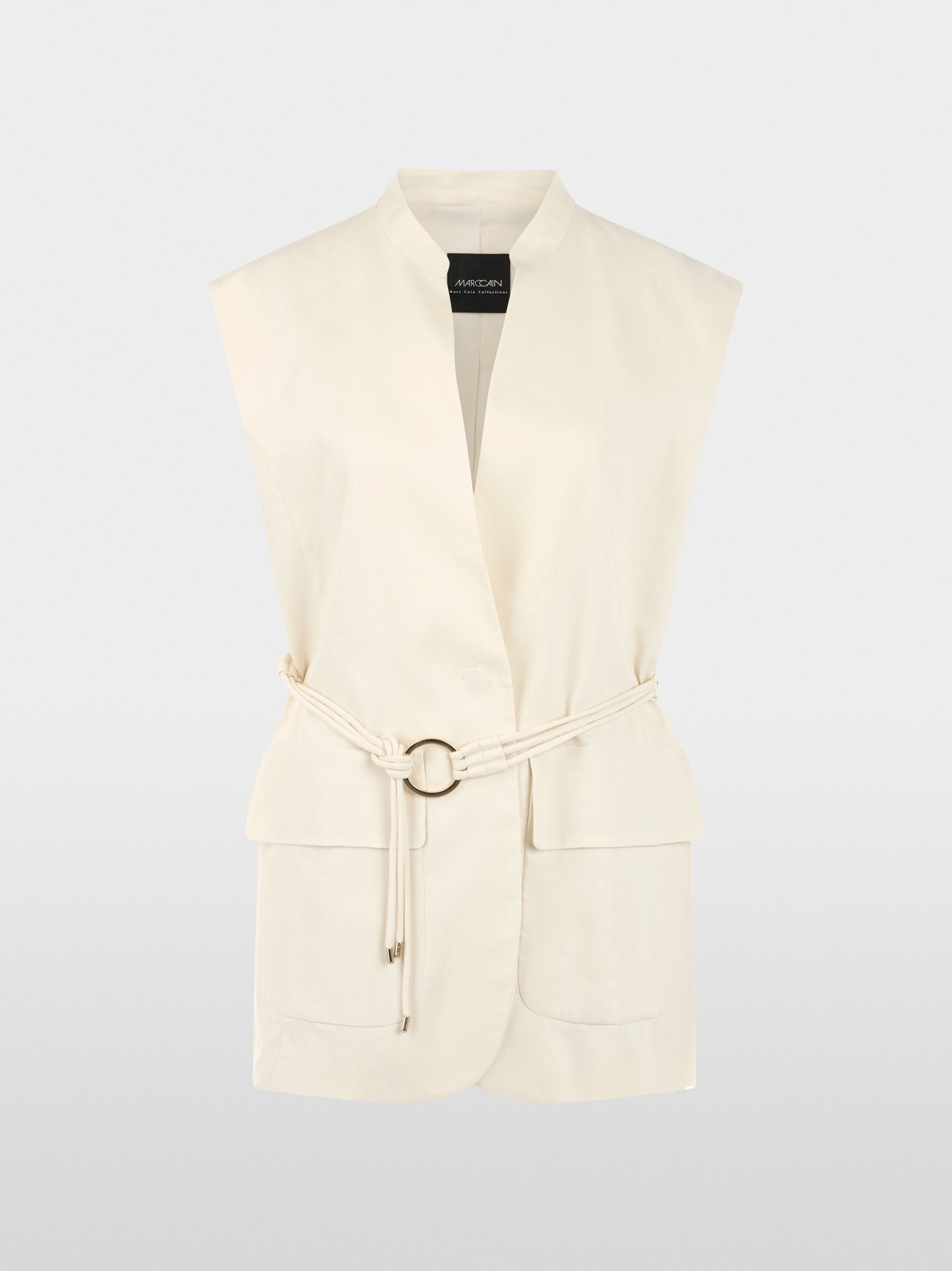 Long linen blend safari vest