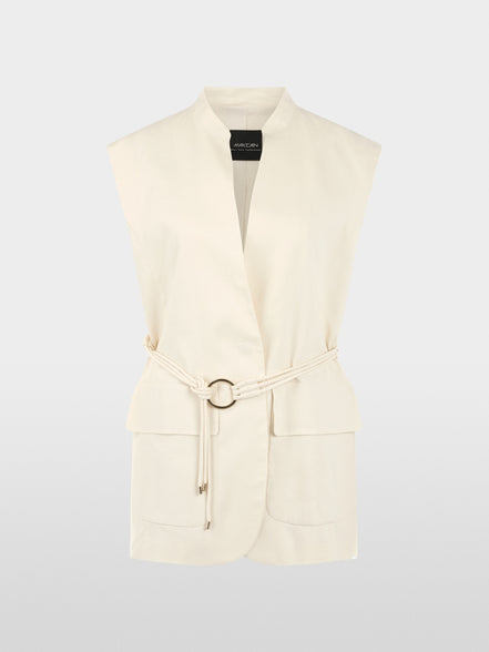 Long linen blend safari vest