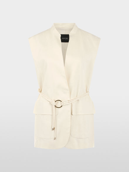 Long linen blend safari vest