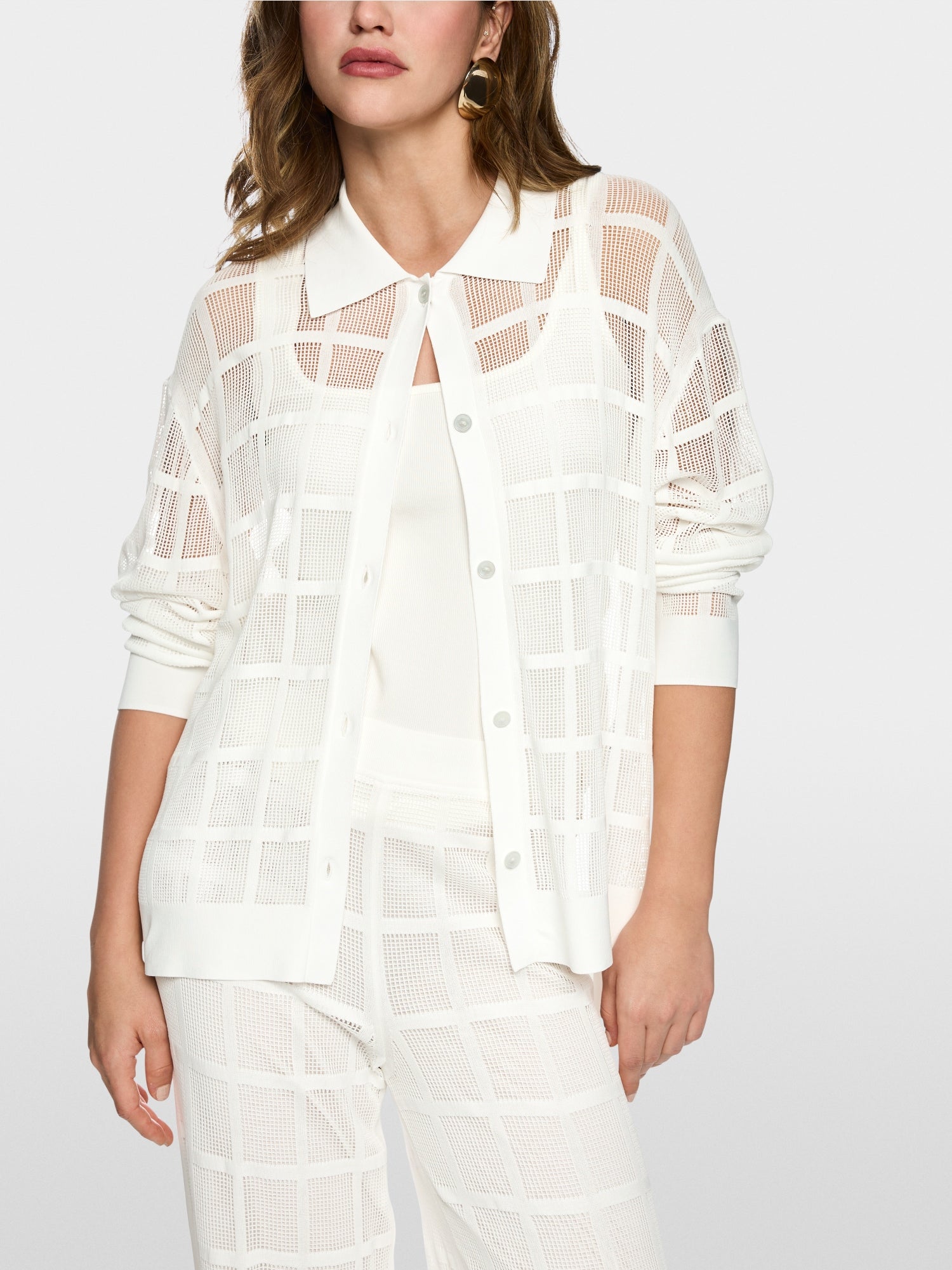 Cardigan with openwork pattern