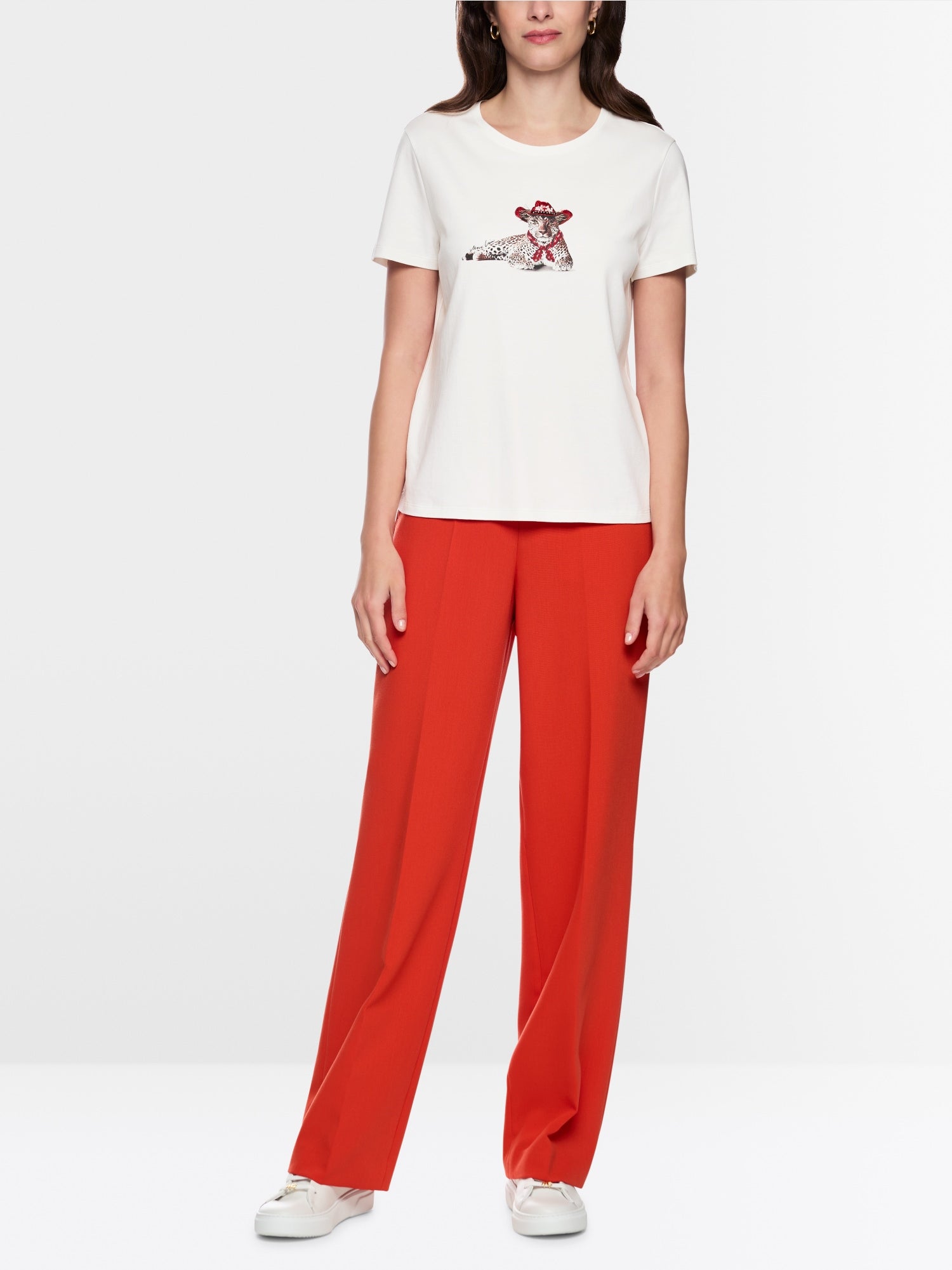 Cotton shirt with leopard motif