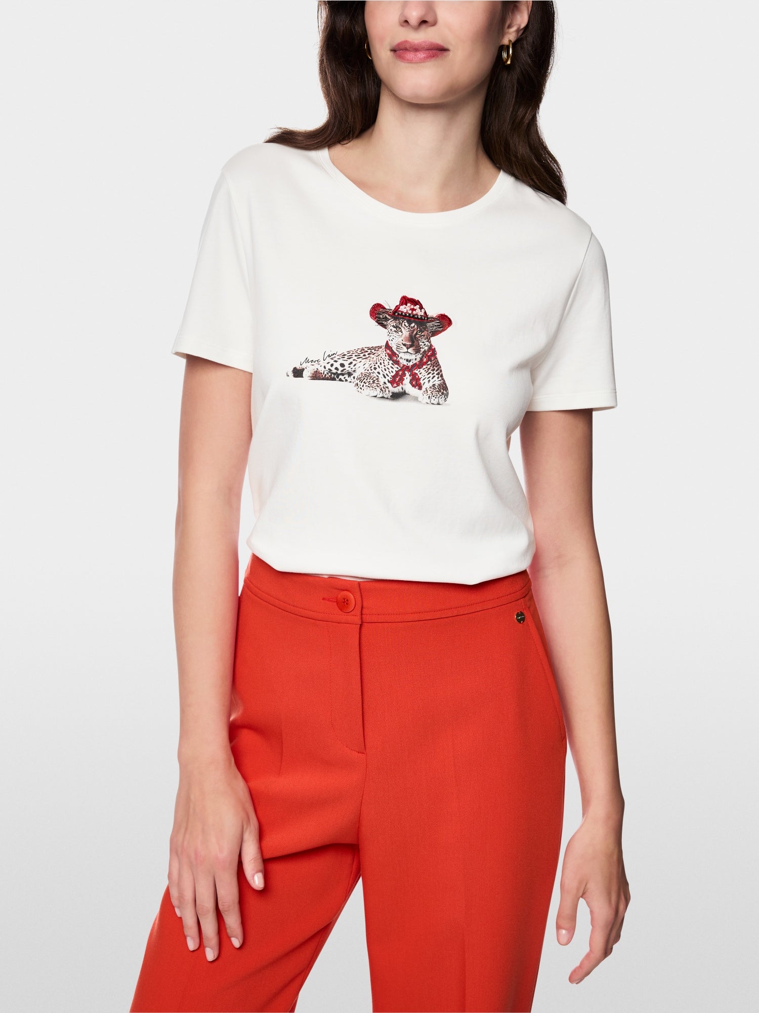 Cotton shirt with leopard motif