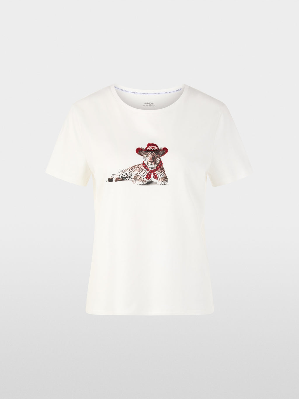 Cotton shirt with leopard motif