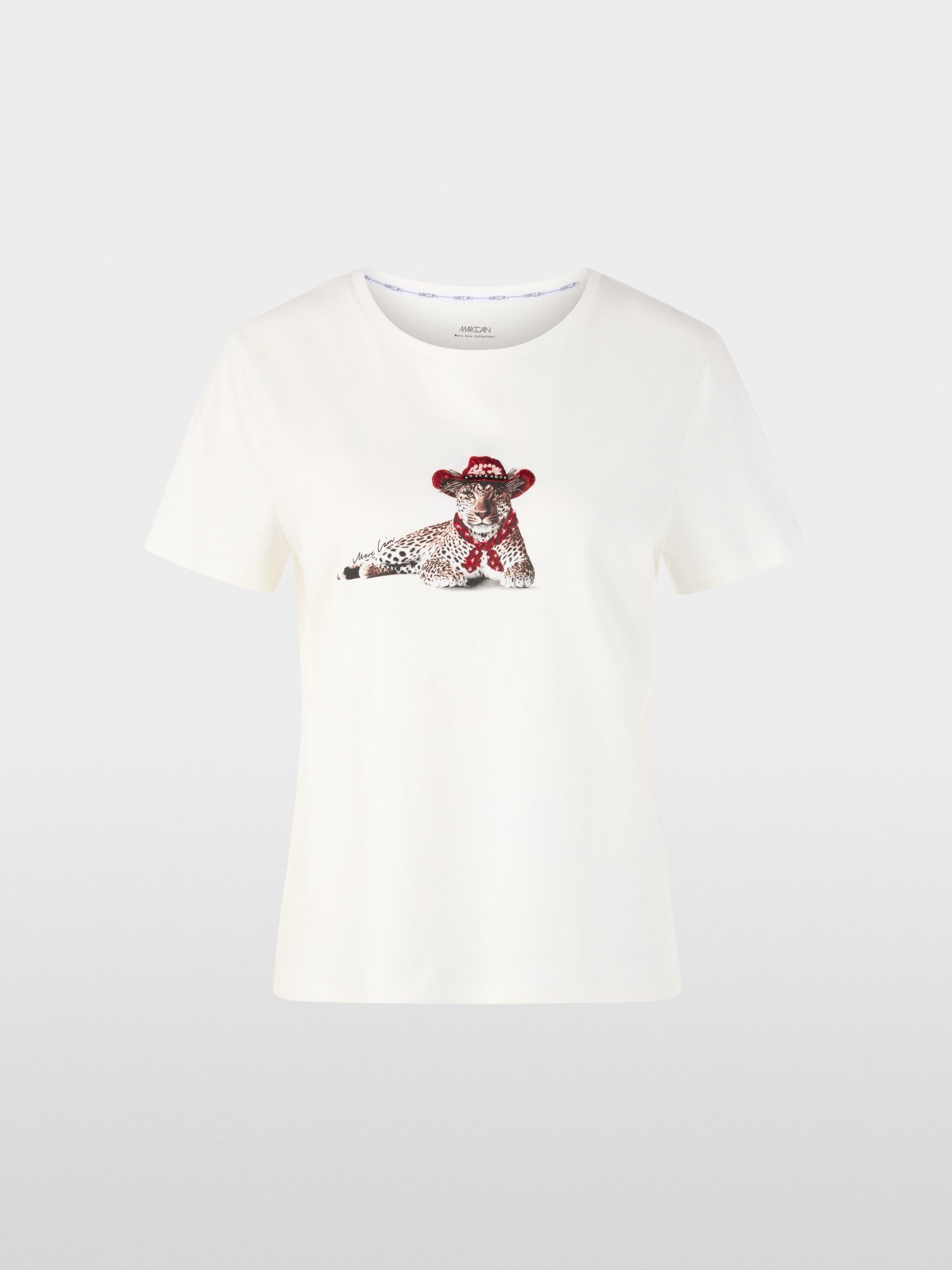 Cotton shirt with leopard motif