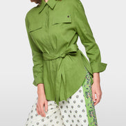 Linen-viscose blend safari blouse