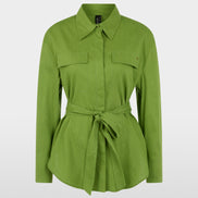 Linen-viscose blend safari blouse