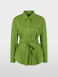 Linen-viscose blend safari blouse