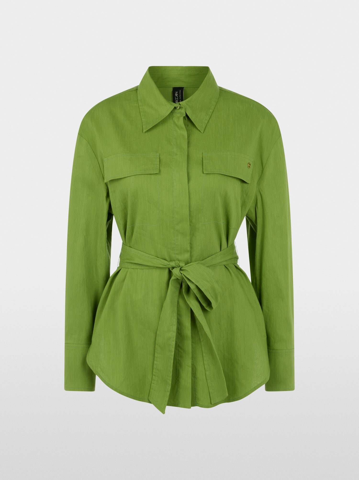 Linen-viscose blend safari blouse