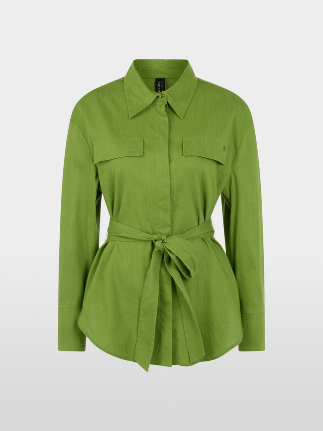 Linen-viscose blend safari blouse