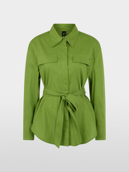 Linen-viscose blend safari blouse