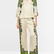 Blouse with leopard hibiscus print