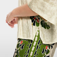 Blouse with leopard hibiscus print