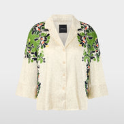 Blouse with leopard hibiscus print