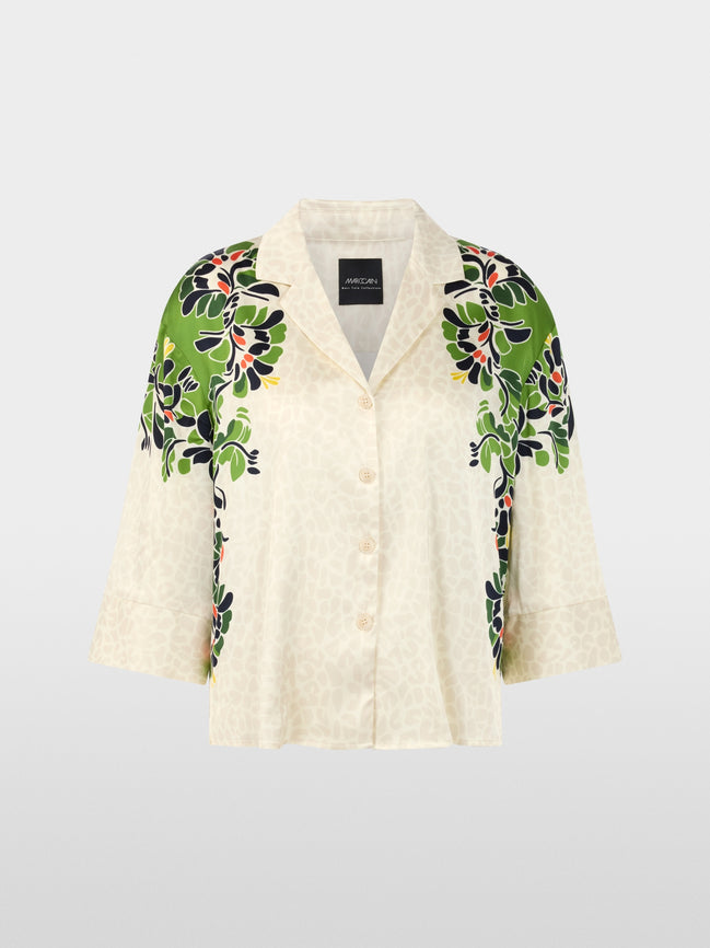 Blouse with leopard hibiscus print