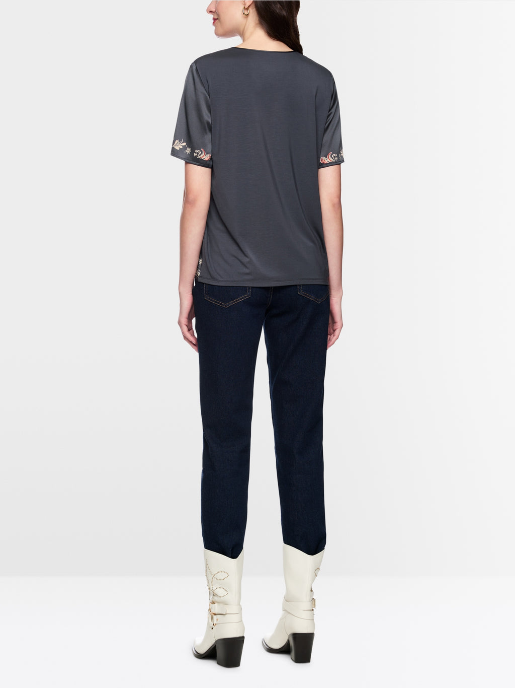 Blended materials blouse shirt