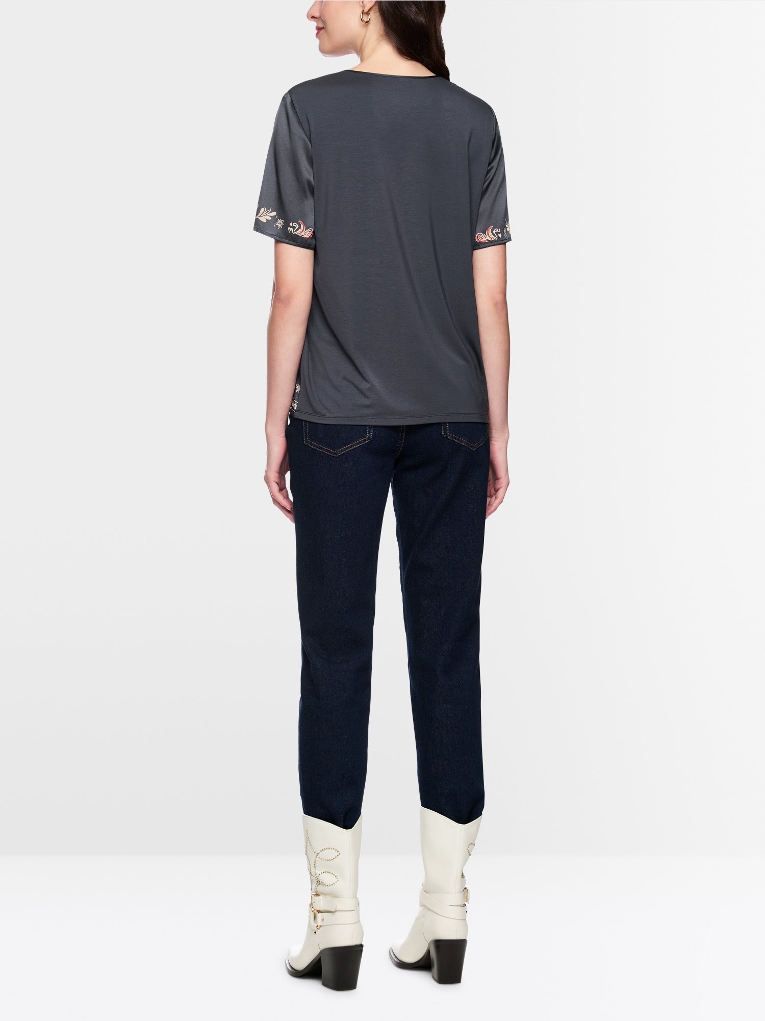 Blended materials blouse shirt