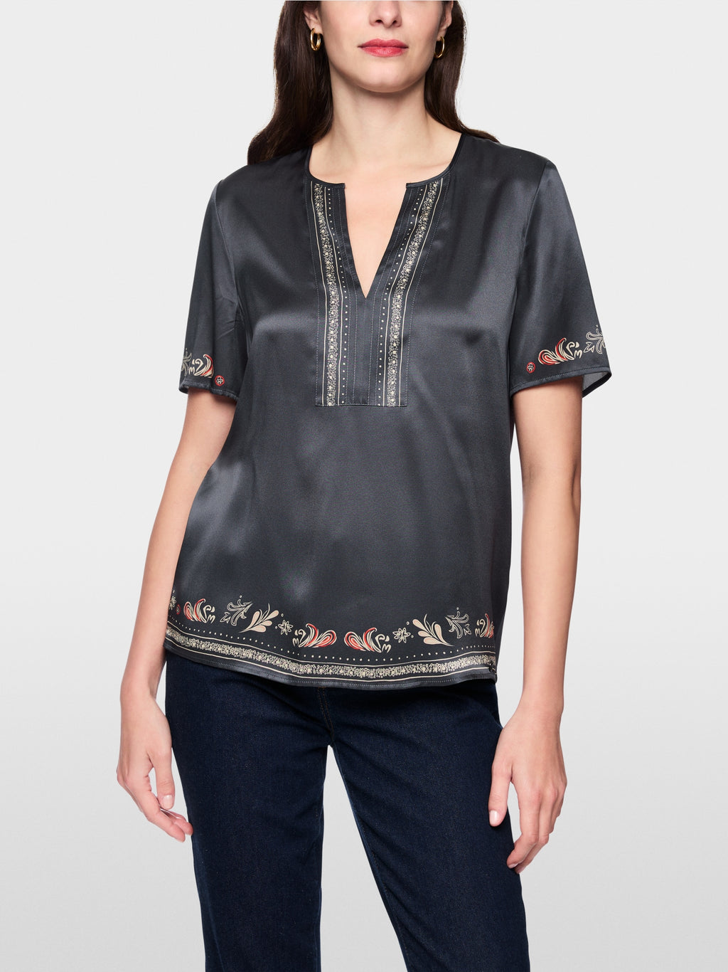 Blended materials blouse shirt