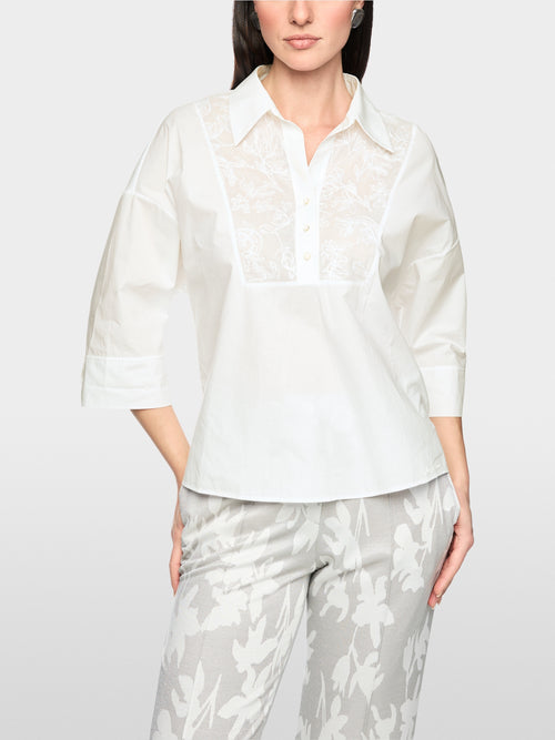 Blouse shirt with floral embroidery