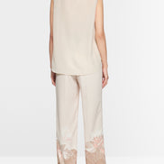 Silk top with lace and colour blocking