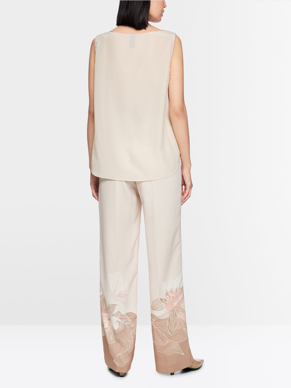 Silk top with lace and colour blocking