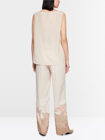 Silk top with lace and colour blocking