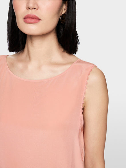 Silk top with lace and colour blocking