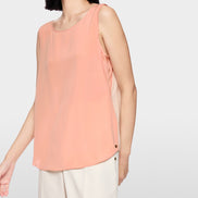 Silk top with lace and colour blocking